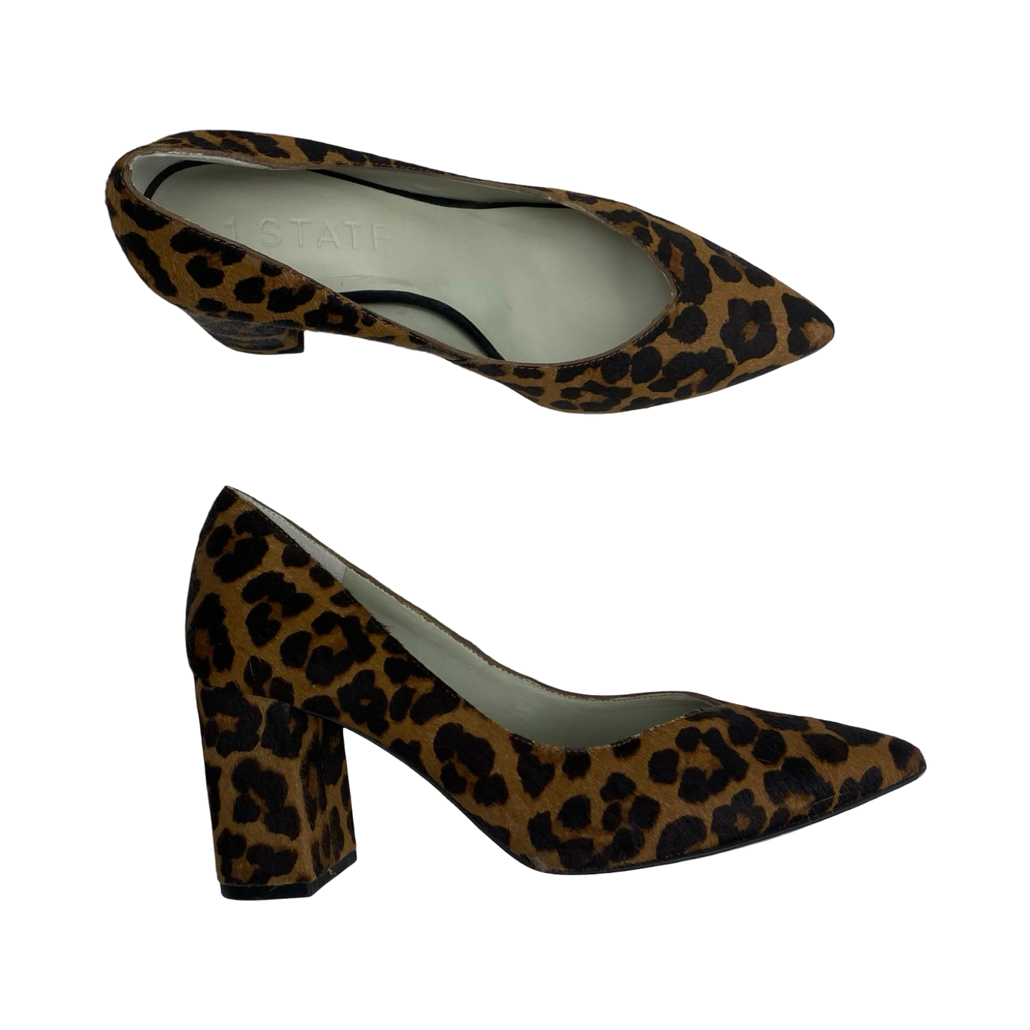 Shoes Heels Block By 1.State In Leopard Print, Size:7.5