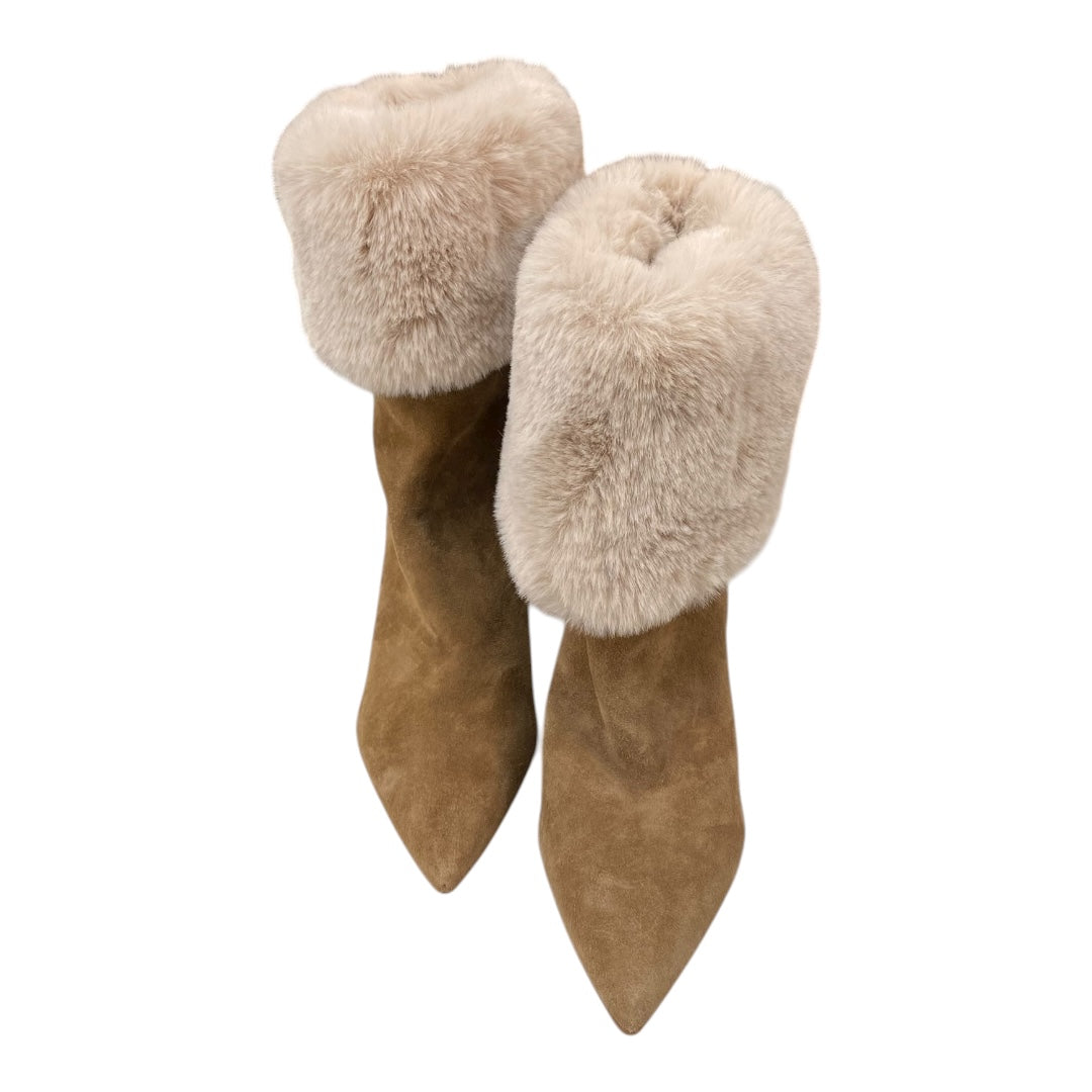 Boots Ankle Heels By Nine West In Brown, Size:7.5