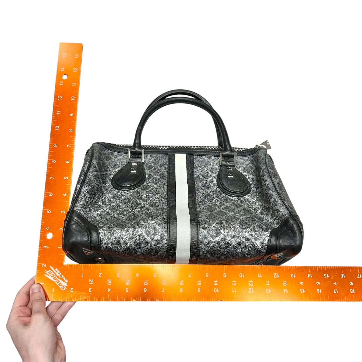 Handbag Leather By Lamb, Size: Medium