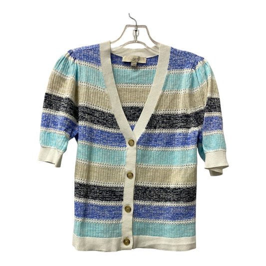 Sweater Cardigan By Loft In Blue & White, Size:M
