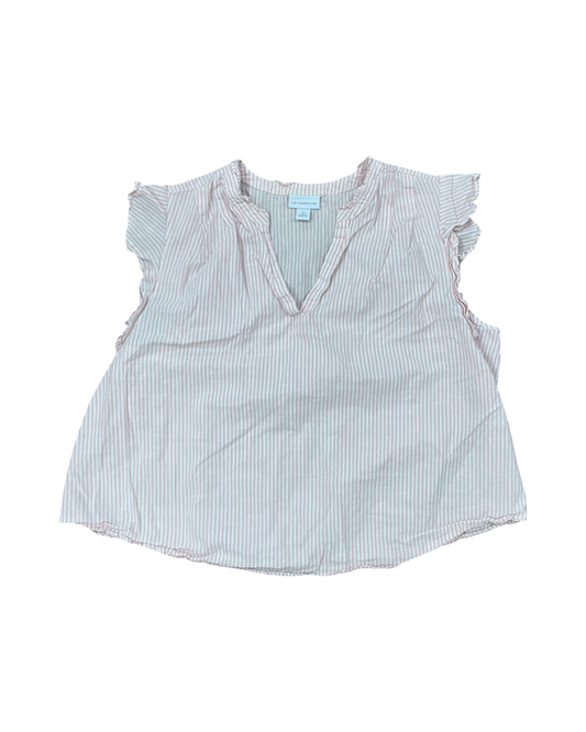 Top Ss By Liz Claiborne In Pink & White, Size:1X