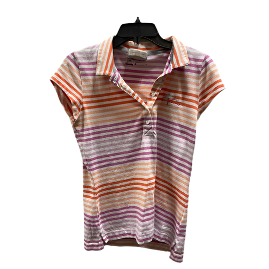 Athletic Top Short Sleeve By Nike In Striped Pattern, Size: S