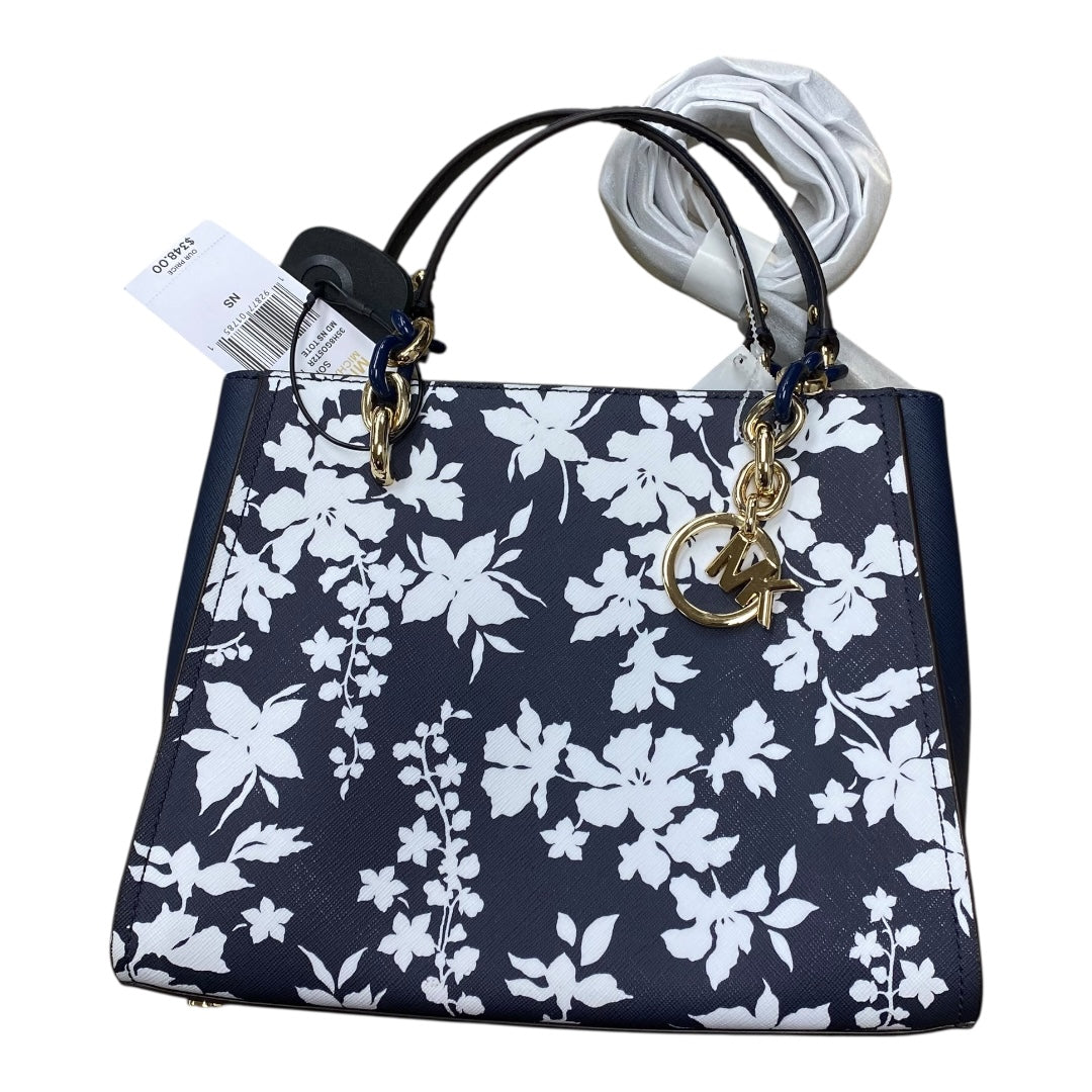 Handbag Designer By Michael Kors In Blue & White, Size:Small