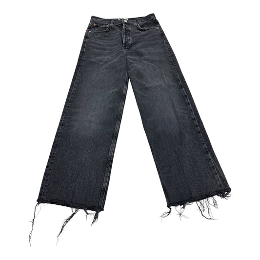 Jeans Wide Leg By Agolde In Black Denim, Size:4
