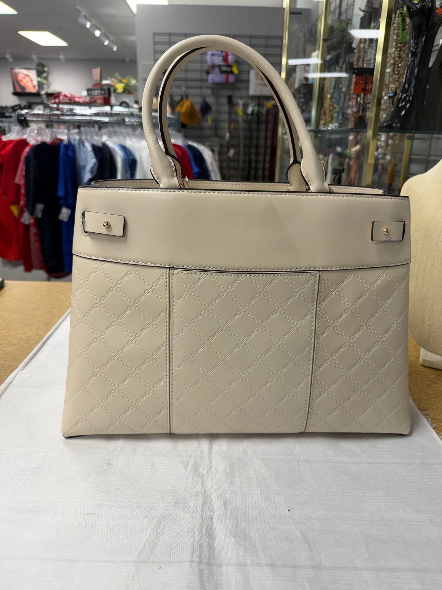 Handbag Designer By Michael Kors In Cream, Size:Large