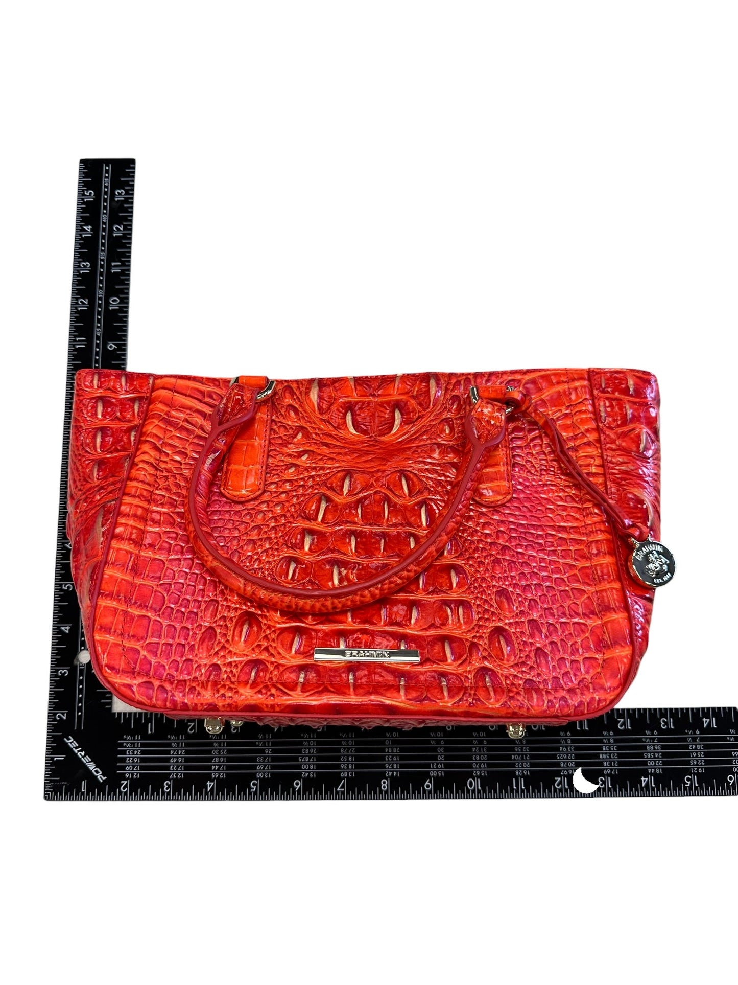 Handbag Designer By Brahmin In Orange & Red, Size:Medium