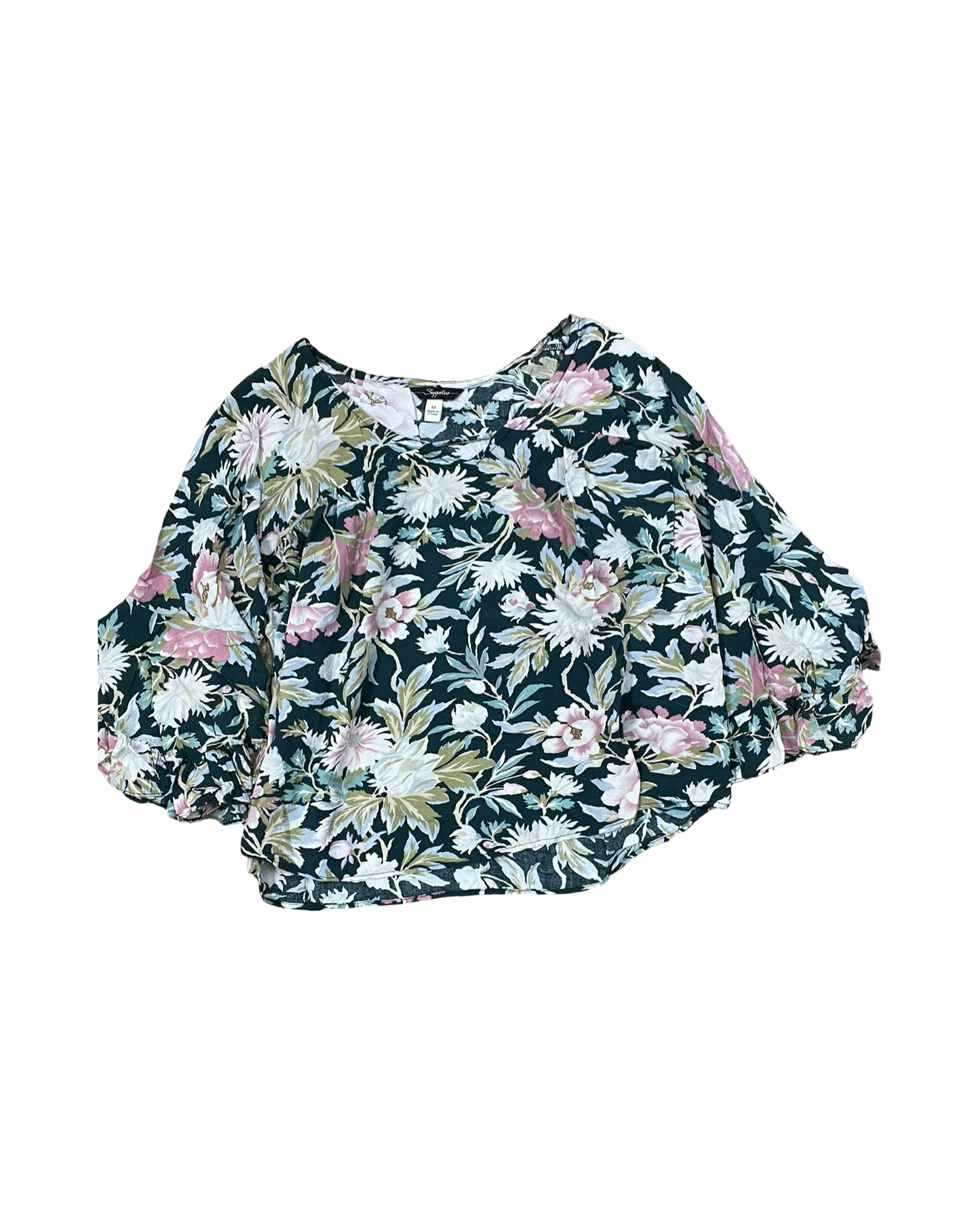 Top 3/4 Sleeve By Supplies In Cream & Green, Size:M