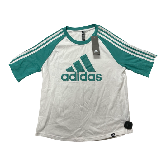 Athletic Top Ss By Adidas In Green & White, Size:Xl