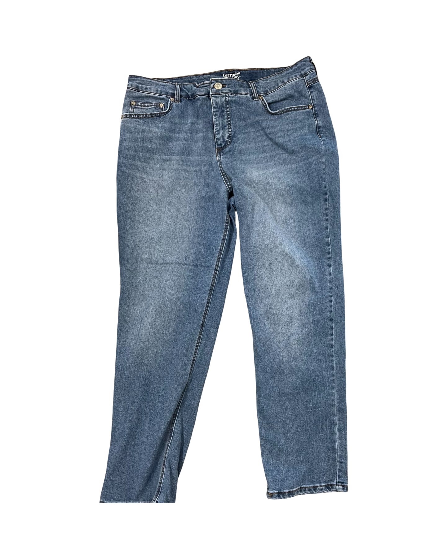 Jeans Straight By Terra & Sky In Blue Denim, Size:16