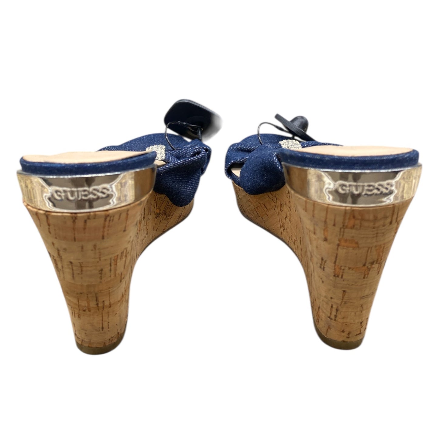Shoes Heels Wedge By Guess In Blue Denim, Size:9.5