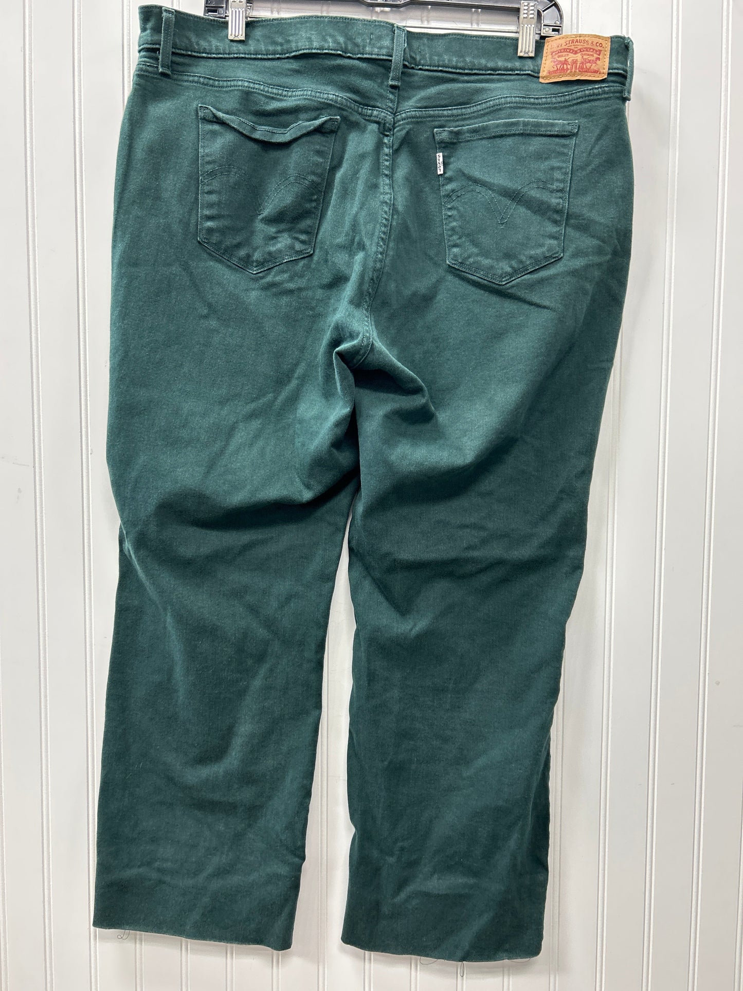 Jeans Straight By Levis In Green Denim, Size:14