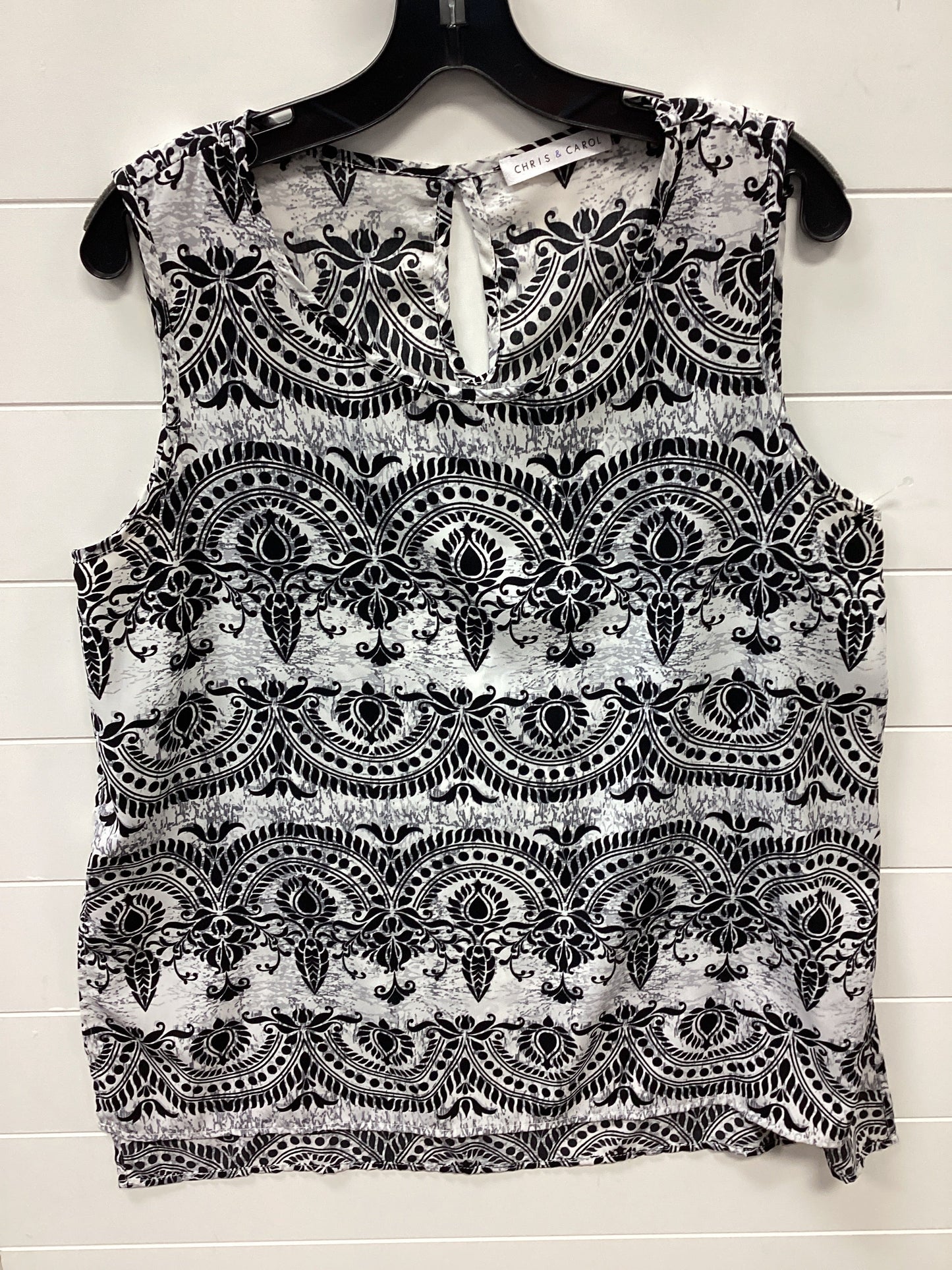 Top Sleeveless By Chris And Carol In Black & White, Size:Xl
