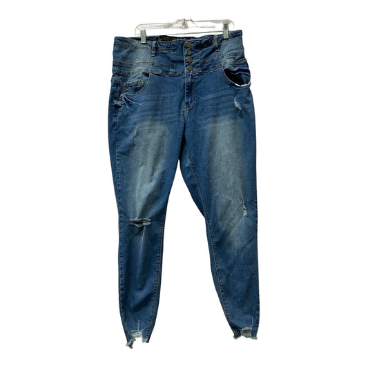 Jeans Cropped By Chic In Blue, Size:18