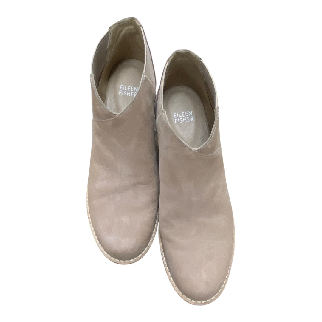 Boots Designer By Eileen Fisher In Beige, Size:7.5