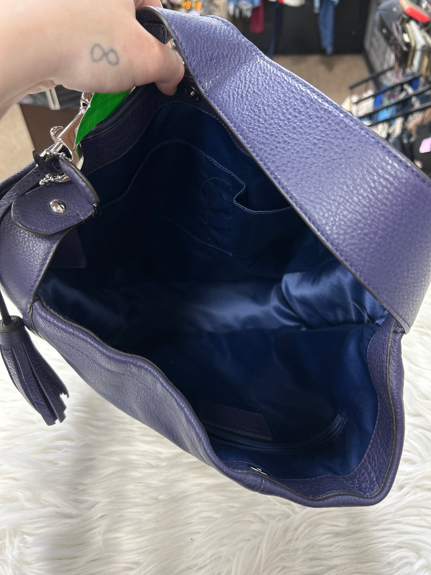 Handbag Designer By Coach In Navy, Size:Large