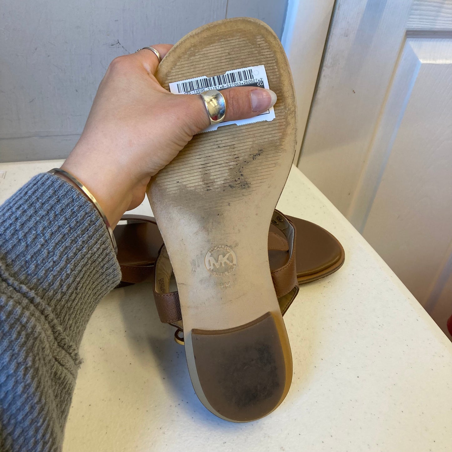 Sandals Designer By Michael Kors In Brown, Size:8