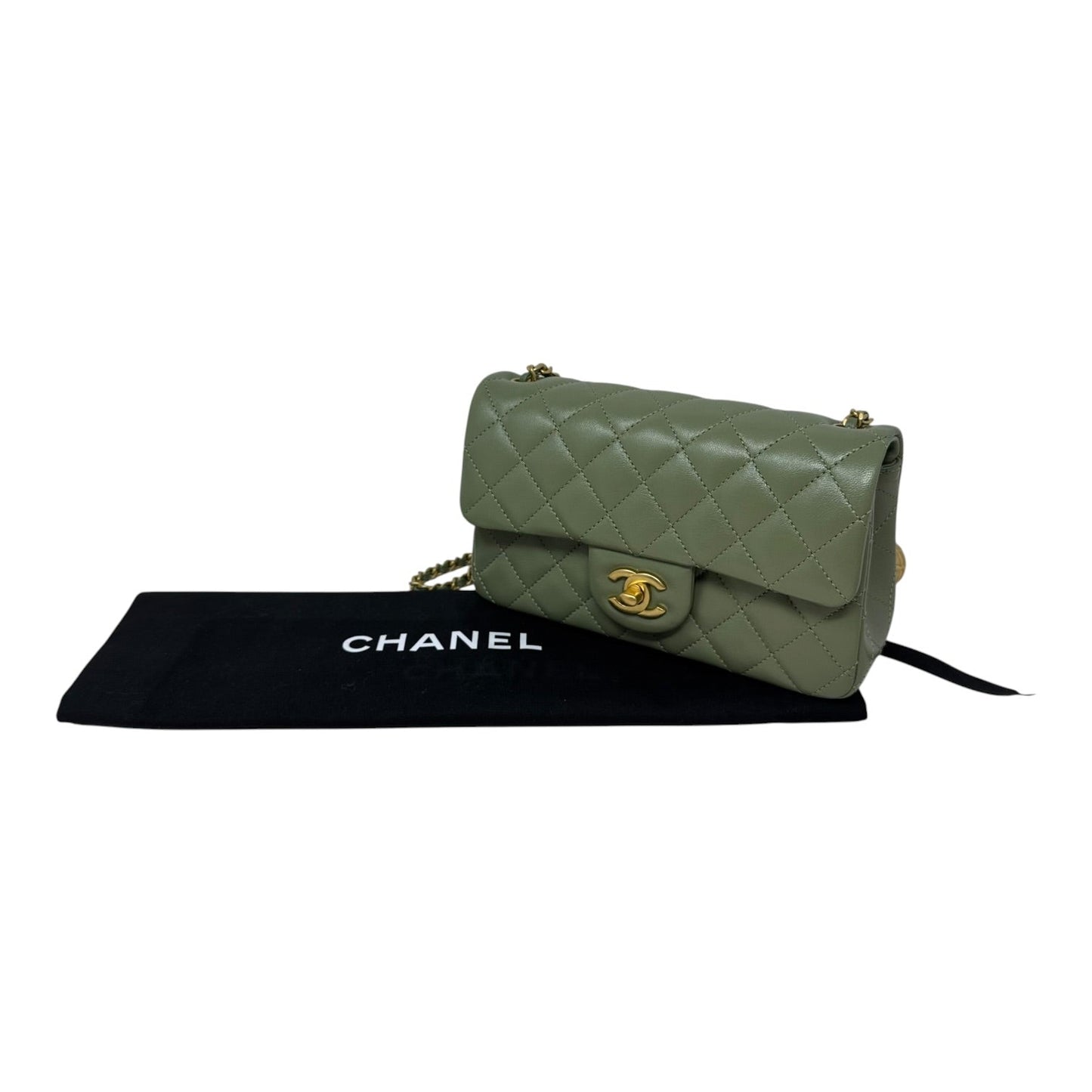 Quilted Lambskin Pearl Crush Mini Flap Handbag Luxury Designer By Chanel, Size: Small