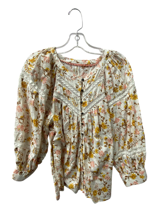 Top Ls By Anthropologie In Pink & White, Size:L
