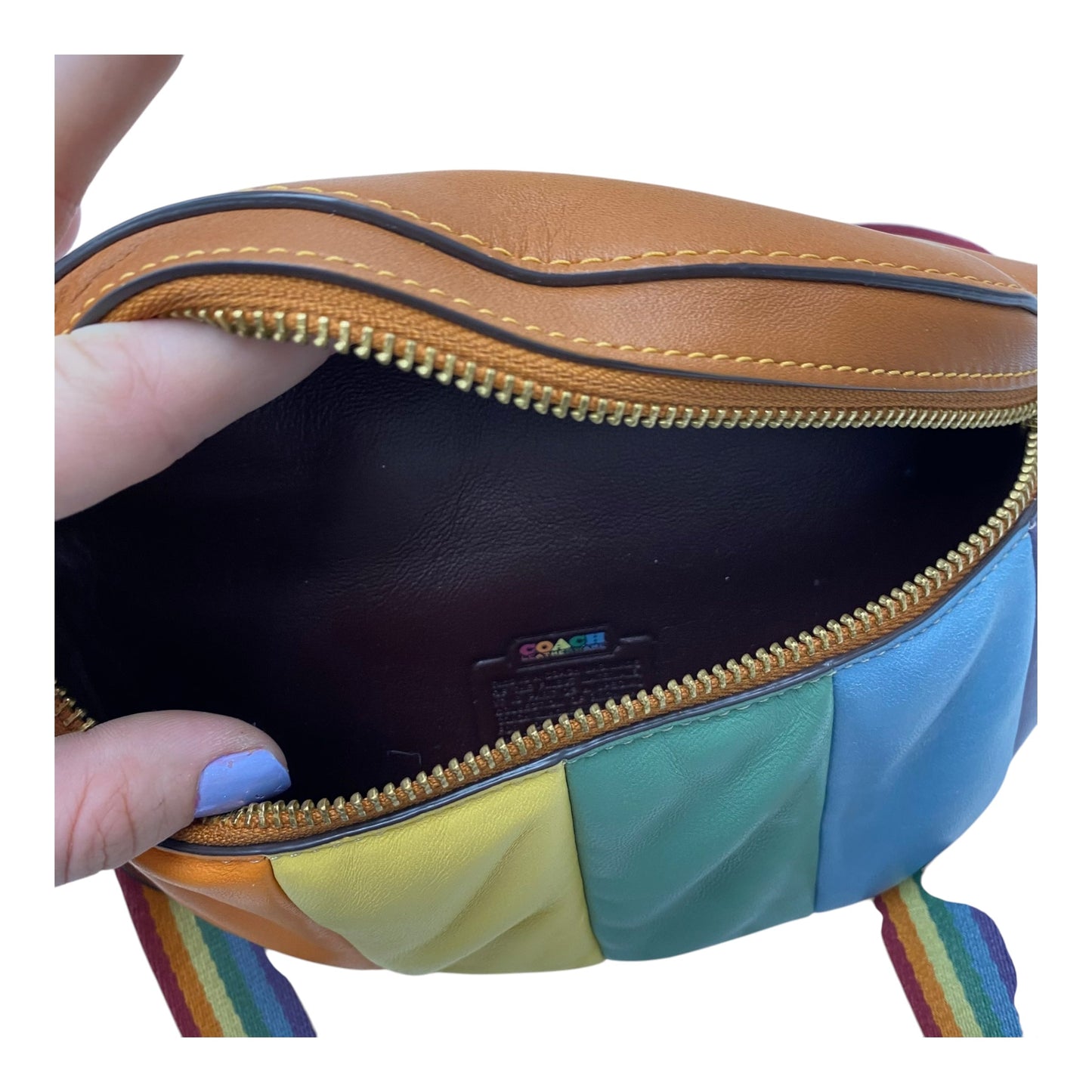 Belt Bag Designer By Coach In Rainbow Print, Size:Small