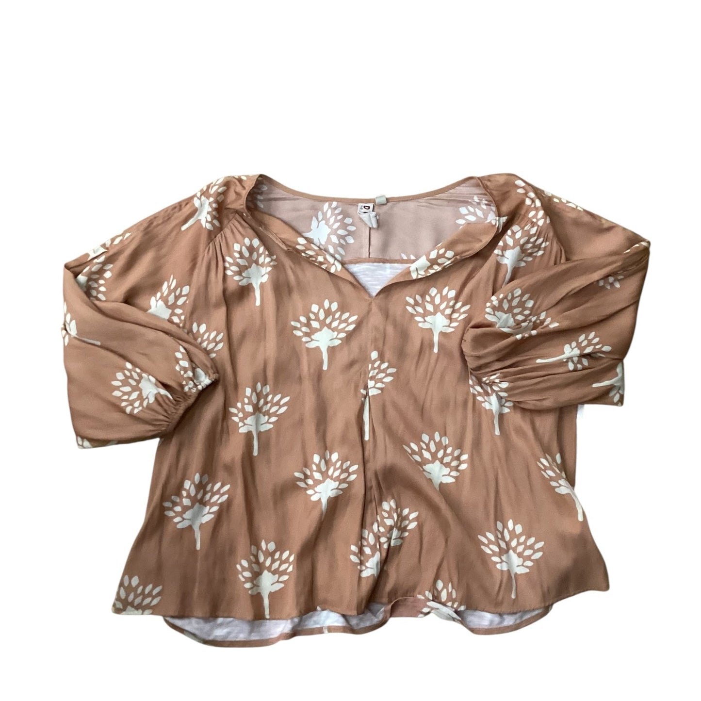 Top 3/4 Sleeve By Clothes Mentor In Tan, Size:2X