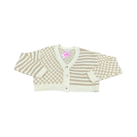 Sweater Cardigan By Butter Melon In Brown & Cream, Size:L