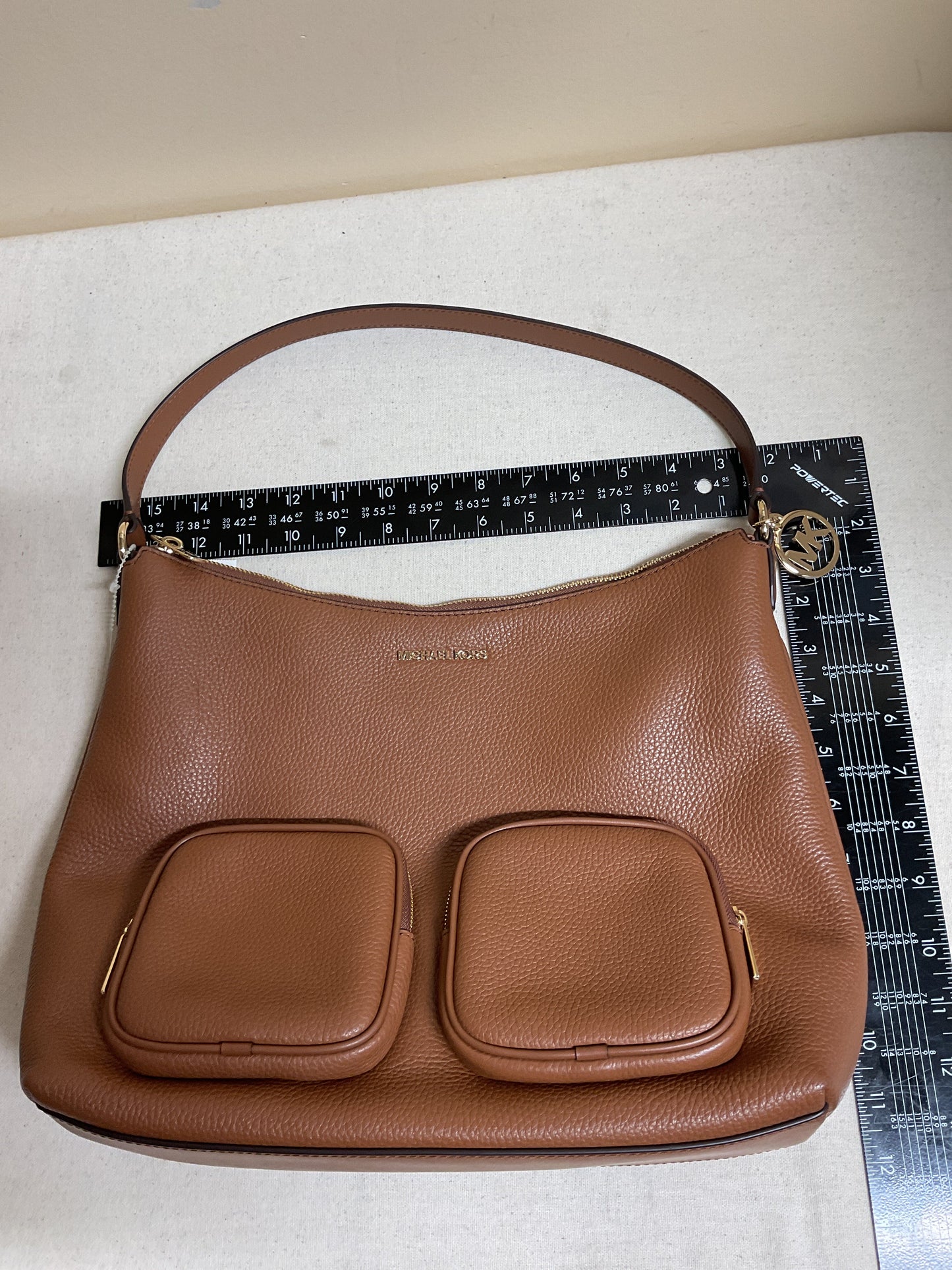Handbag Designer By Michael Kors In Bronze, Size:Medium