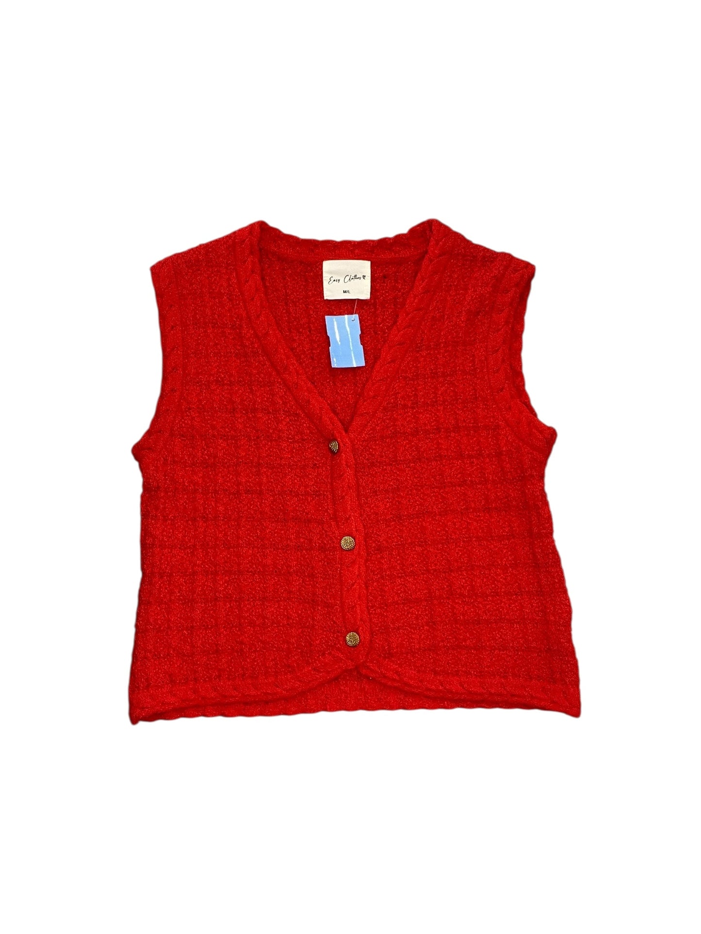 Vest Sweater By Clothes Mentor In Red, Size:M