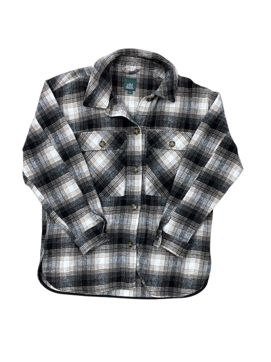 Jacket Shirt By Wild Fable In Brown & Cream, Size:M