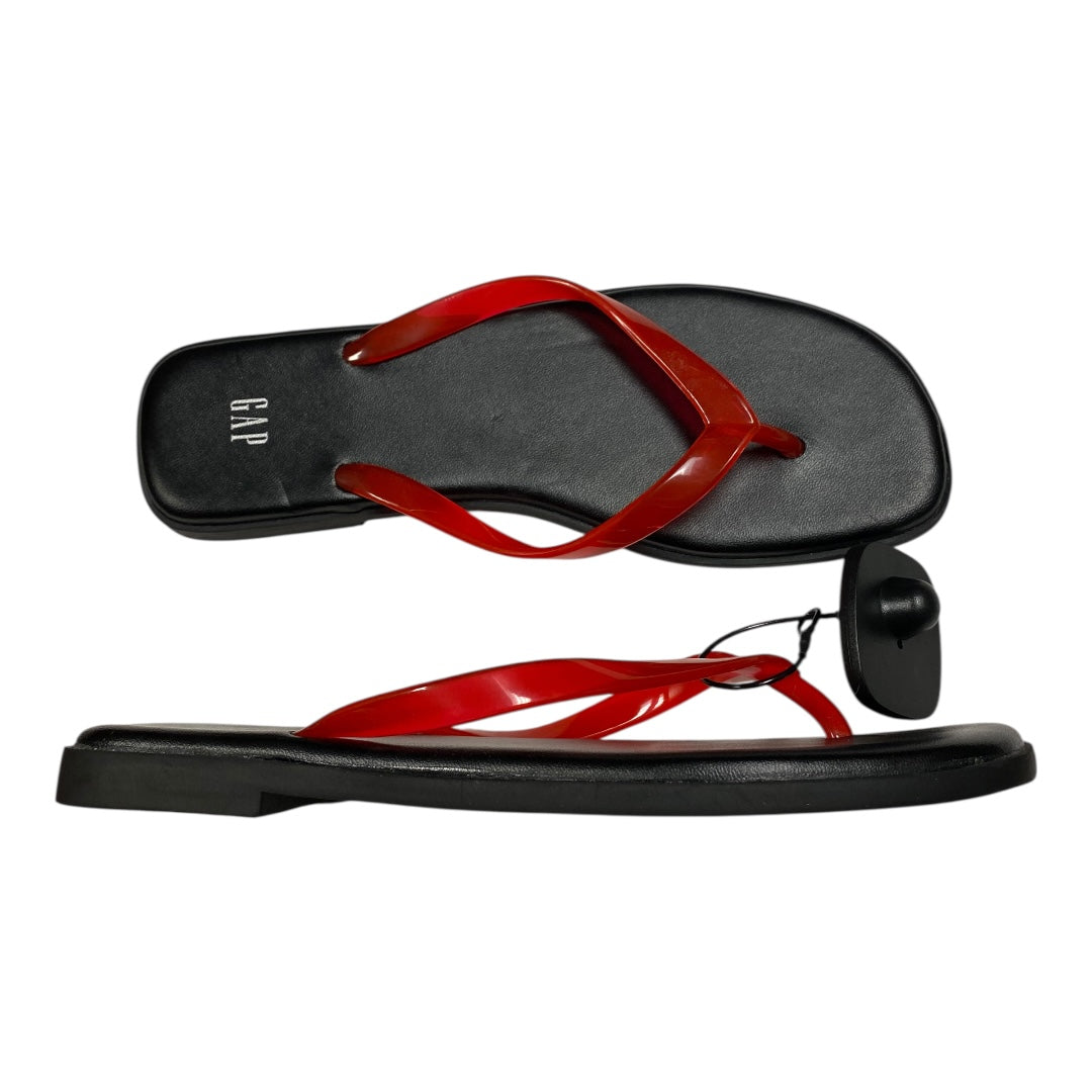 Sandals Flip Flops By Gap In Black & Red, Size:6