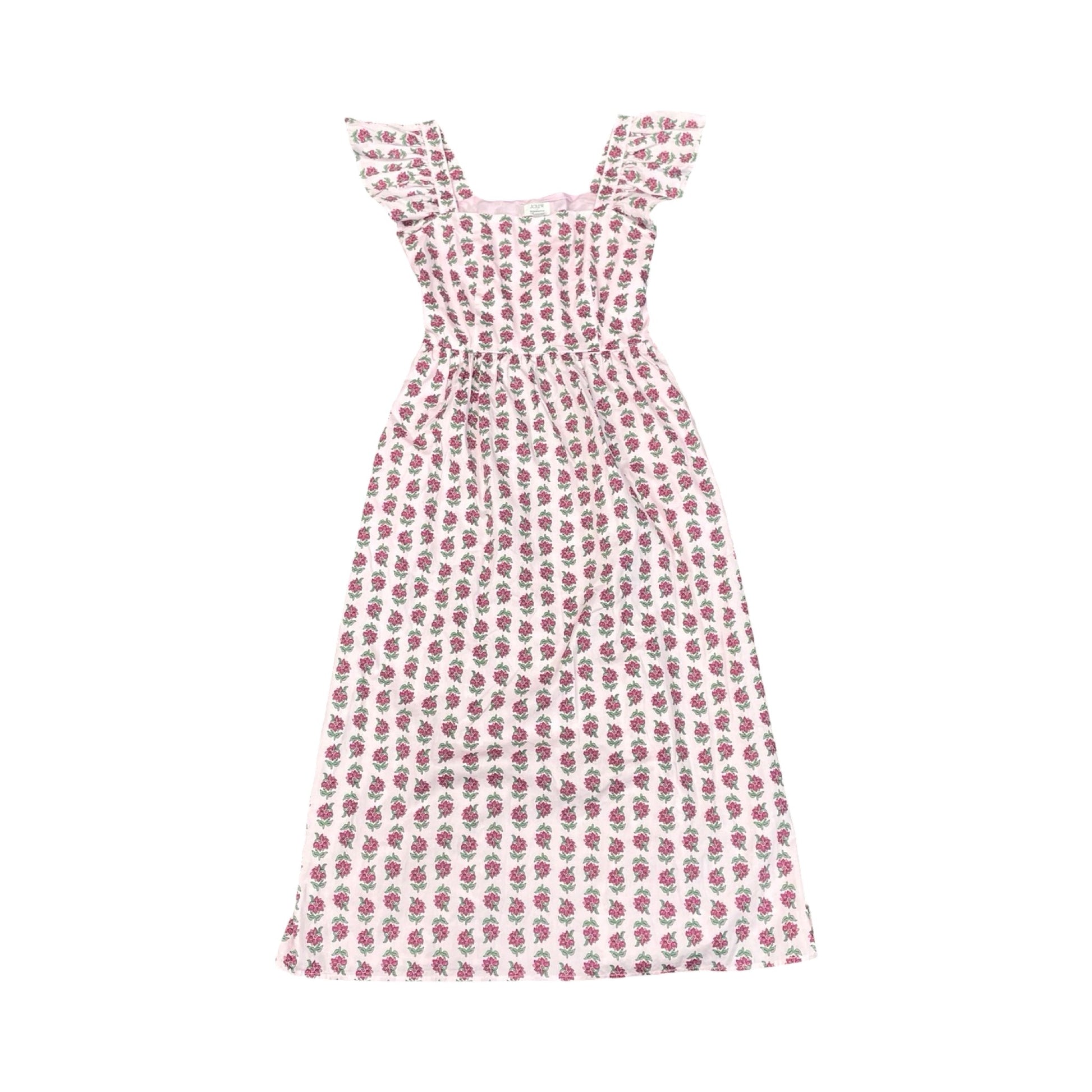 j crew floral midi dress J.Crew Blue White Floral Sleeveless V-Neck Button Midi Dress Cotton Size 6