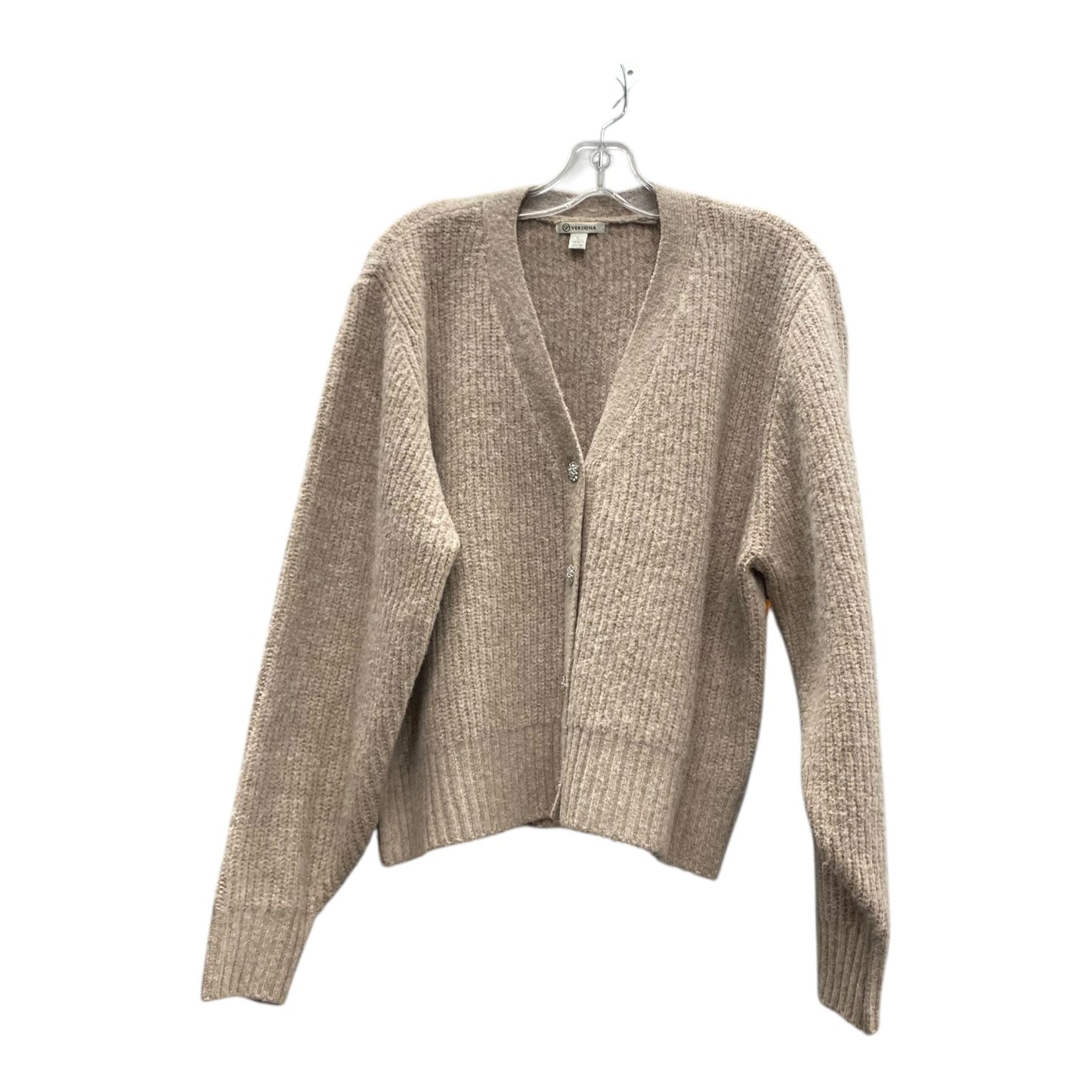 Sweater Cardigan By Versona In Tan, Size:L