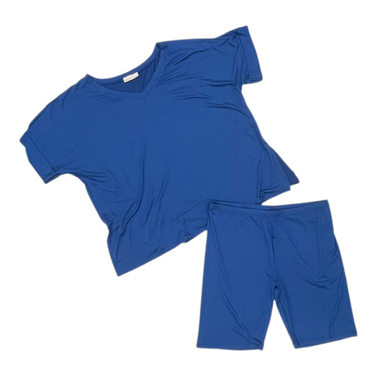 Shorts Set By Zenana Outfitters In Blue, Size:3X