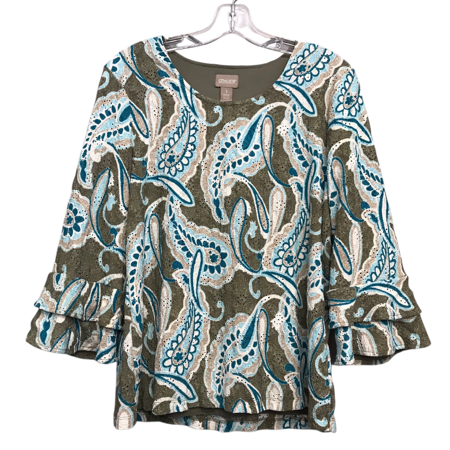 Top 3/4 Sleeve By Chicos In Multi, Size:M