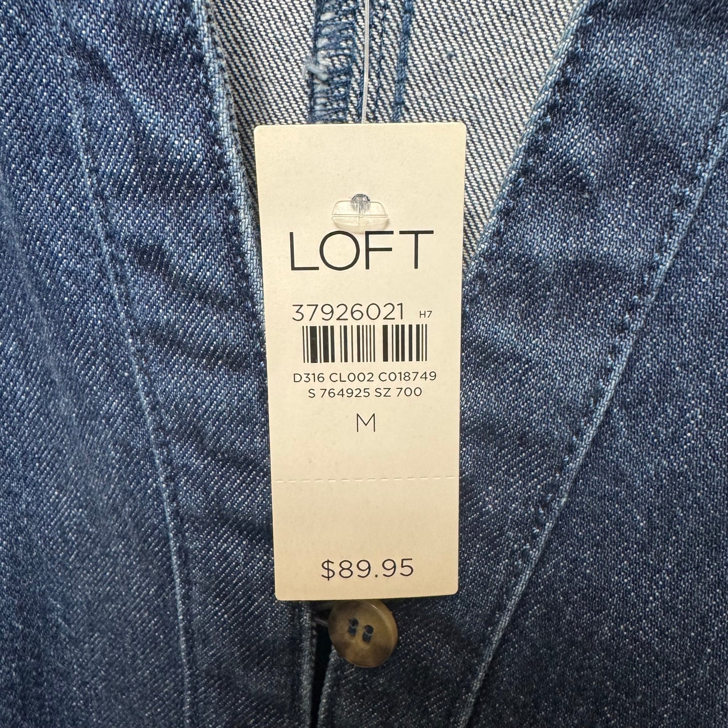 Dress Casual Midi By Loft In Blue Denim, Size: M