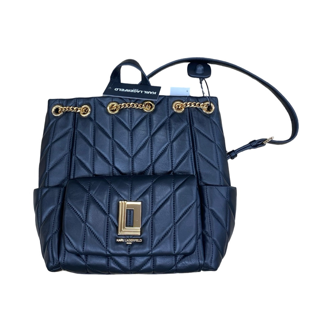 Backpack Designer By Karl Lagerfeld In Black & Gold, Size:Medium