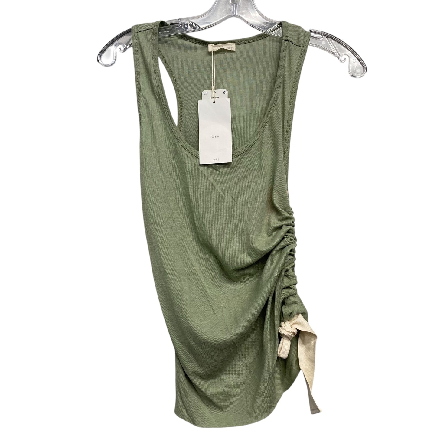Top Sleeveless By Zara In Green, Size:L