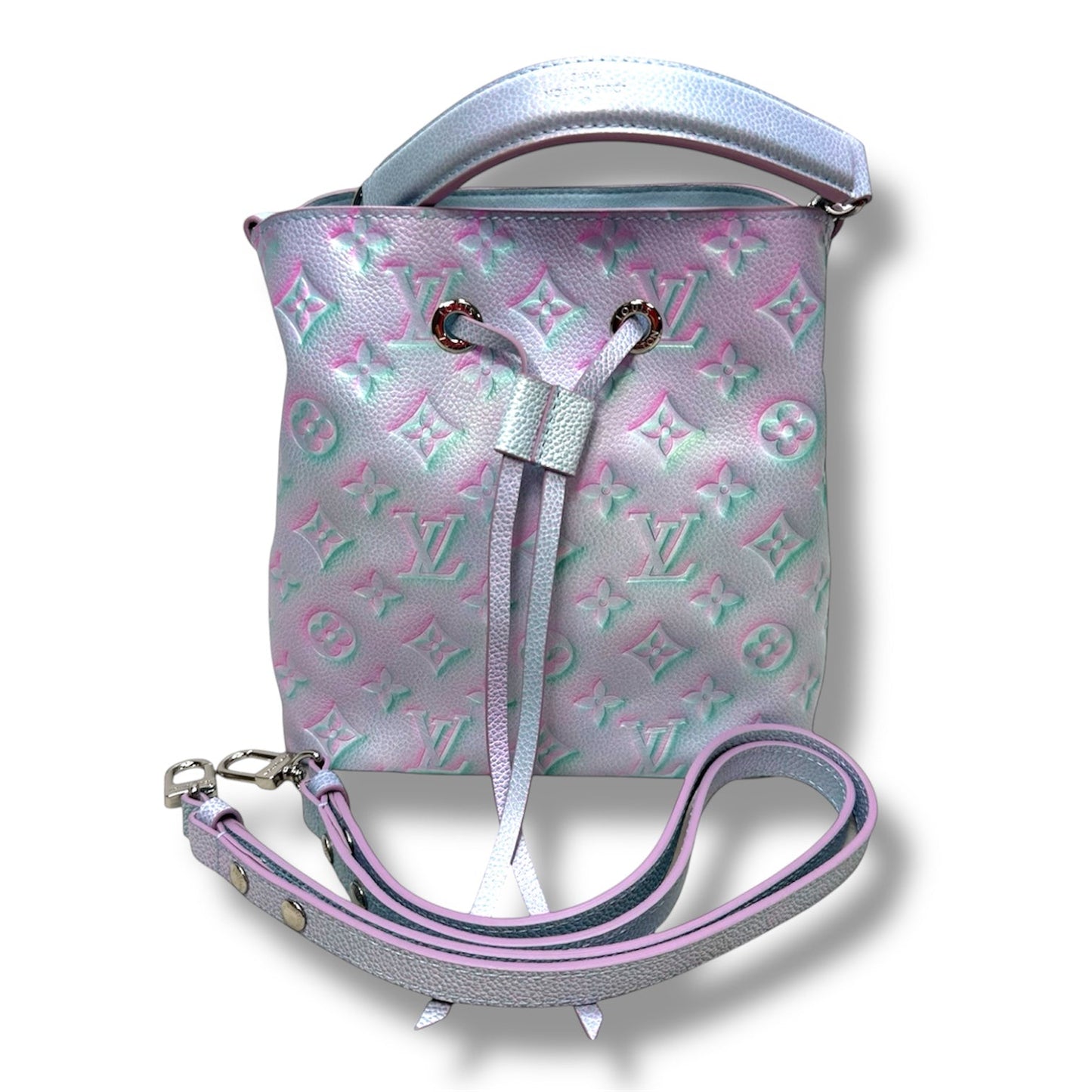 Limited edition NéoNoé BB bucket bag in Lilas Monogram Empreinte Summer Stardust leather Luxury Designer By Louis Vuitton, Size: Small