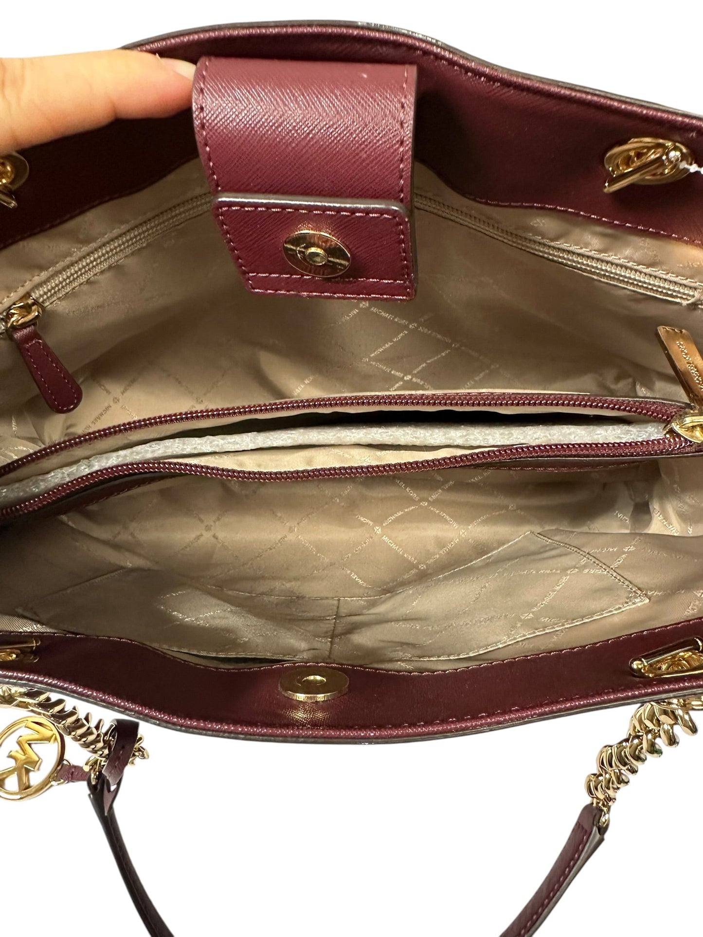 Handbag Designer By Michael Kors In Maroon, Size:Large