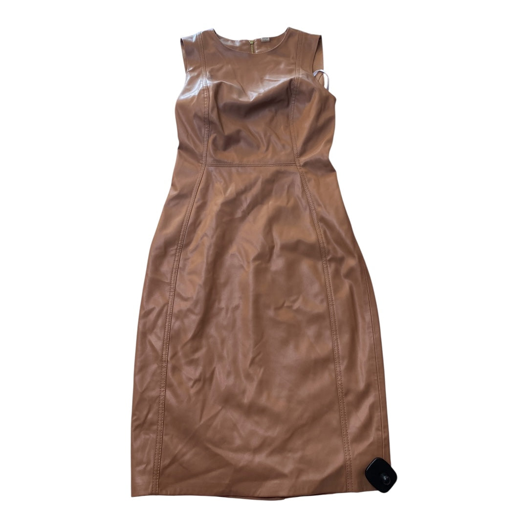 Dress Casual Midi By Calvin Klein In Tan, Size:2