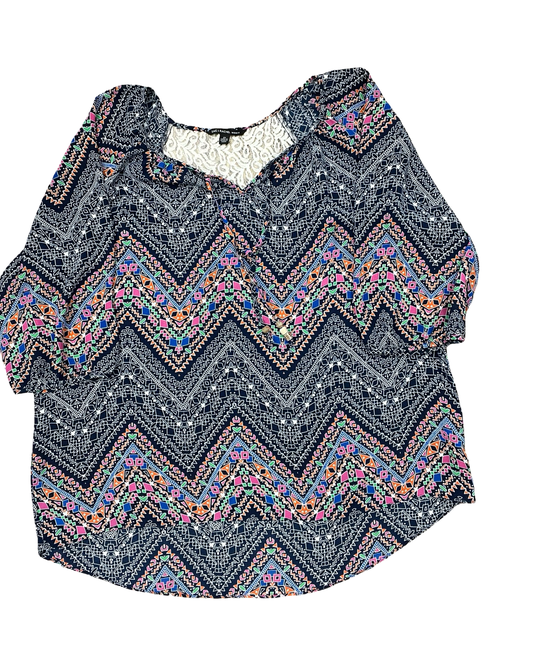 Top 3/4 Sleeve By Zac And Rachel In Multi, Size:2X