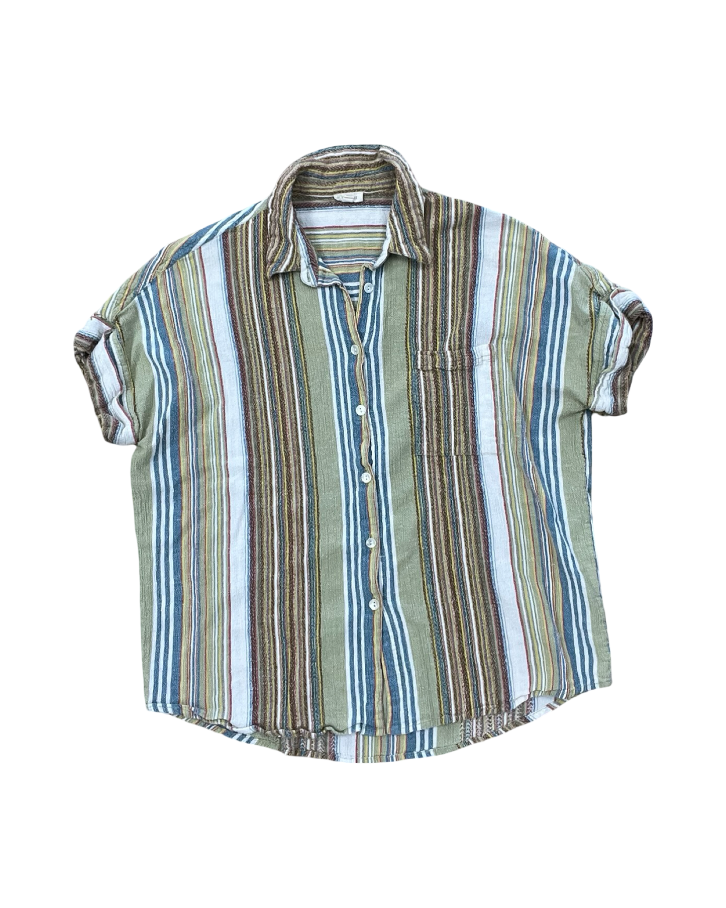 Blouse Ss By En Creme In Blue & Green, Size:S