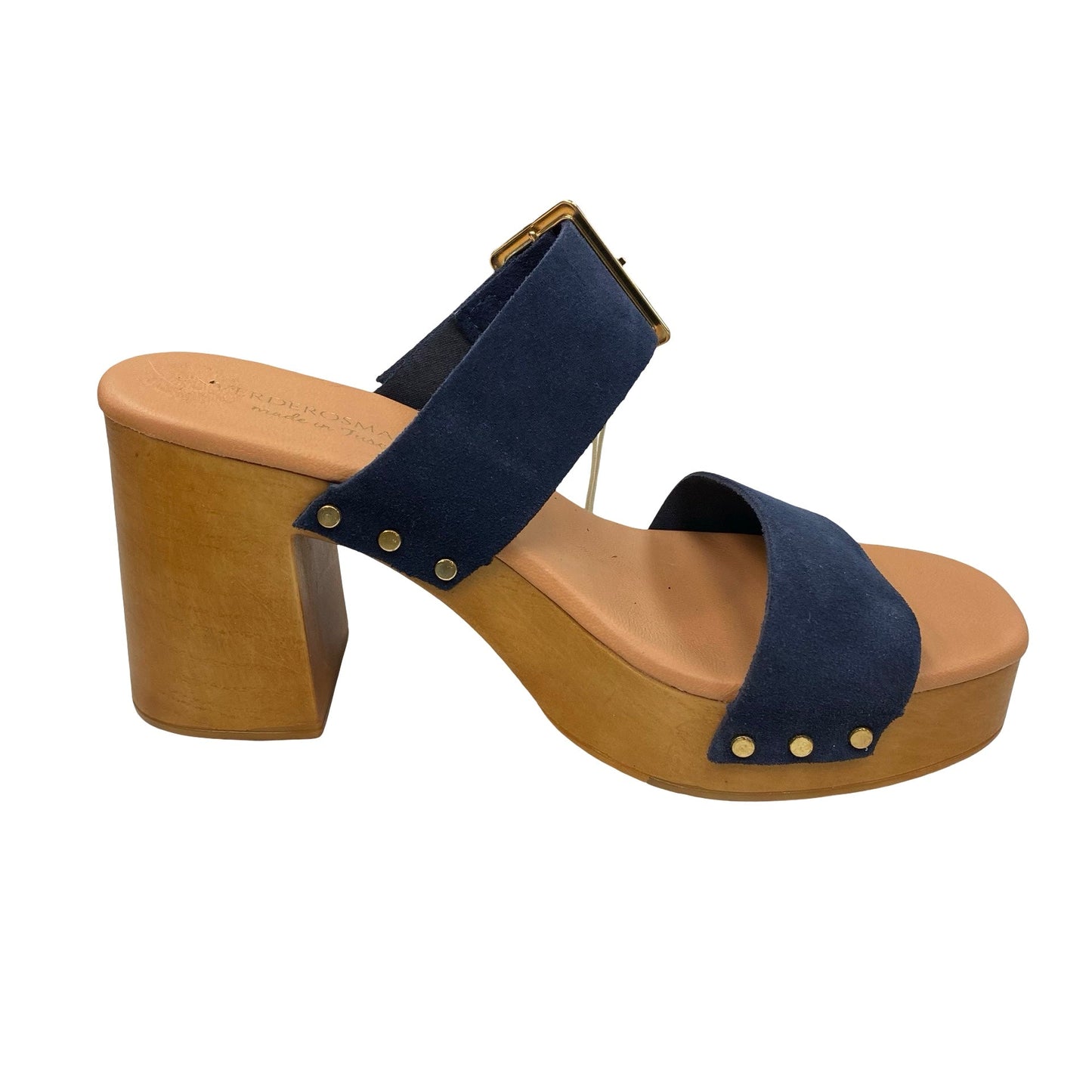 Sandals Heels Block By Verderosmarino In Navy, Size:9