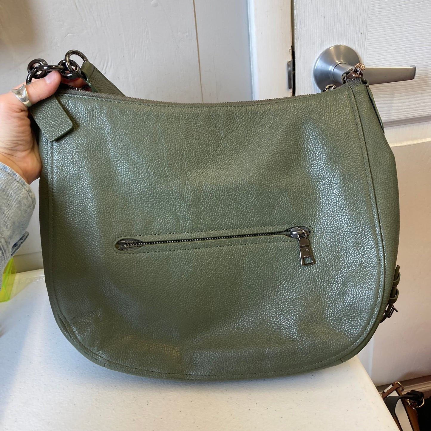 Handbag Designer By Coach In Green, Size:Large