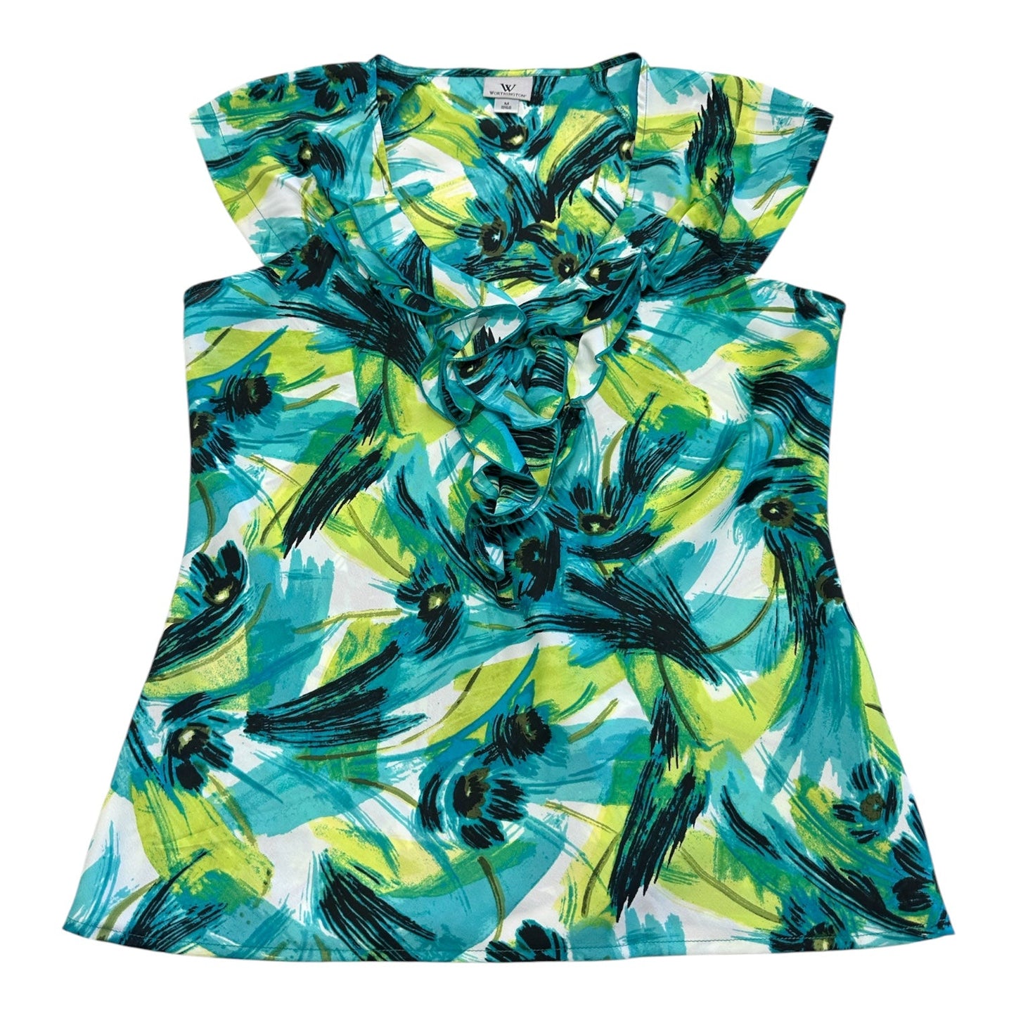 Blouse Sleeveless By Worthington In Blue & Green, Size:M