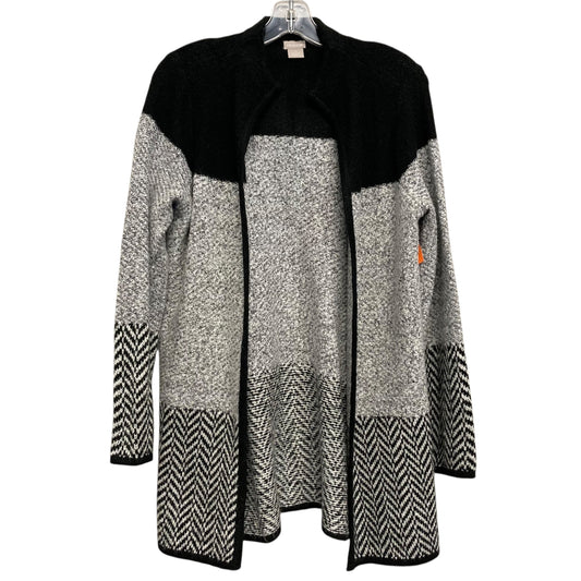 Sweater Cardigan By Chicos In Black & Grey, Size:S