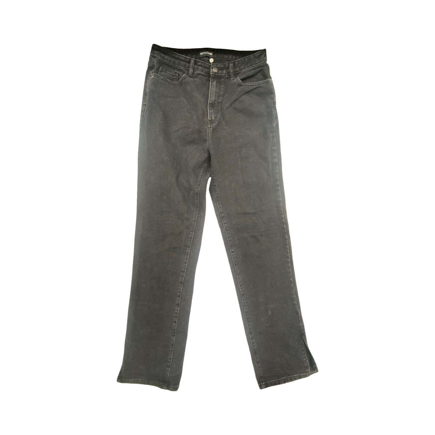 Jeans Wide Leg By Pretty Little Thing In Black Denim, Size:8