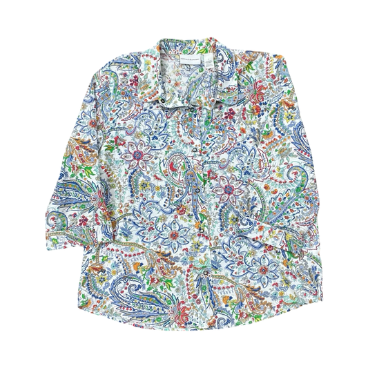 Blouse 3/4 Sleeve By Alfred Dunner In Multi, Size:1X