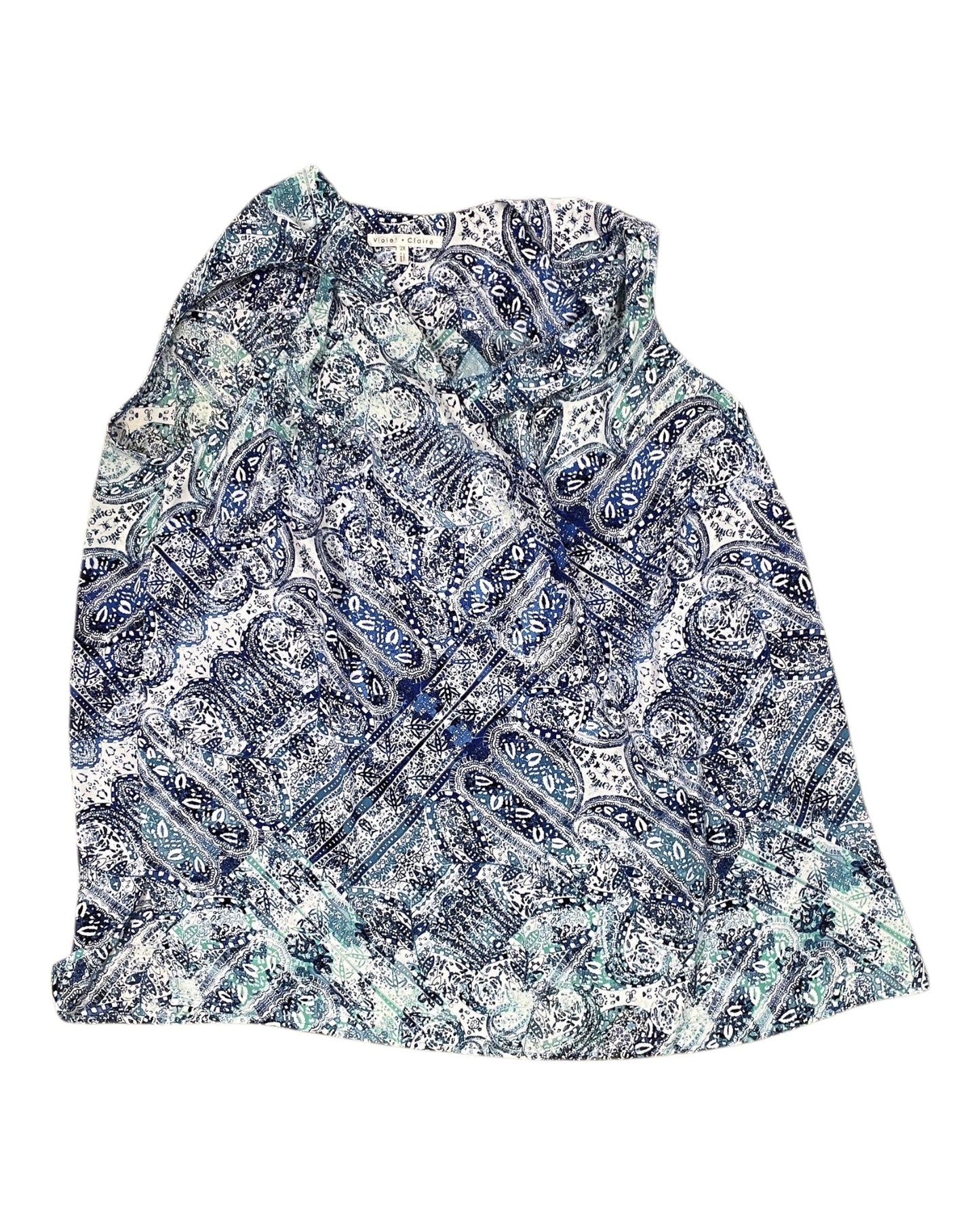 Top Sleeveless By Violet And Claire In Blue & White, Size:2X