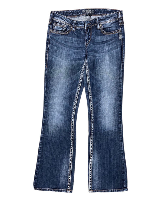 Jeans Boot Cut By Silver In Blue Denim, Size:10
