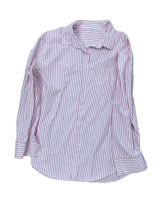 Blouse Ls By Crown And Ivy In Pink & White, Size:L